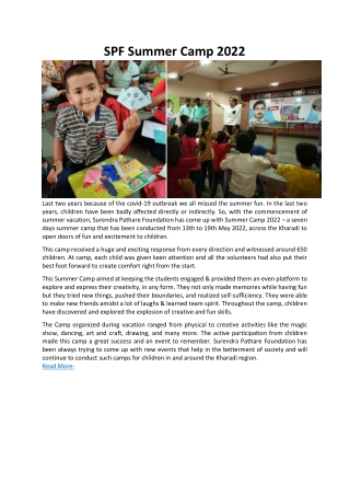 Social Welfare Summer Camp SPf