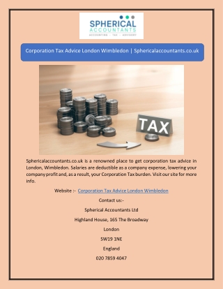 Corporation Tax Advice London Wimbledon | Sphericalaccountants.co.uk