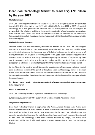 Clean Coal Technology Market