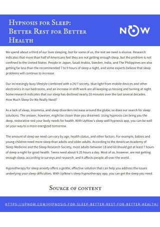 Hypnosis for Sleep Better Rest for Better Health