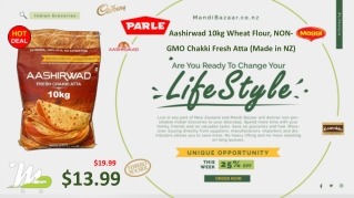 Aashirwad 10kg Wheat Flour, NON-GMO Chakki Fresh Atta (Made in NZ)