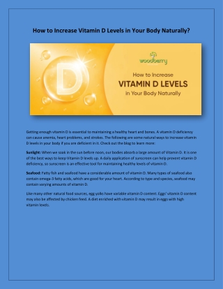 How to Increase Vitamin D Levels in Your Body Naturally