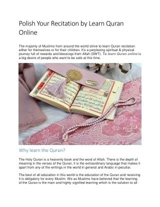 Polish Your Recitation by Learn Quran Online