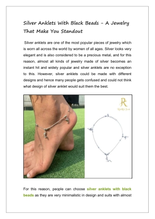 Silver Anklets With Black Beads