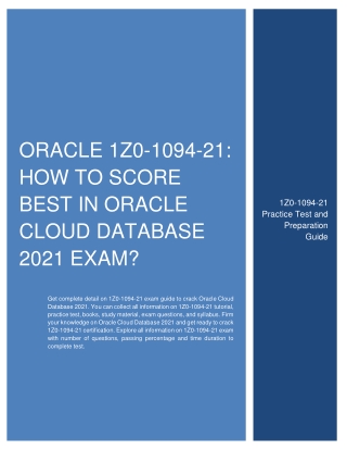 Oracle 1Z0-1094-21: How to Score Best in Oracle Cloud Database 2021 Exam?