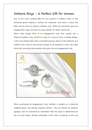 Solitaire Rings - A Perfect Gift for Women