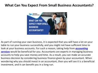 What Can You Expect From Small Business Accountants