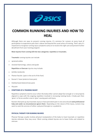 COMMON RUNNING INJURIES AND HOW TO HEAL