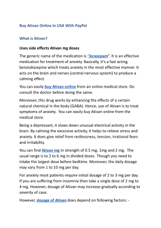 Buy Ativan Online In USA With PayPal