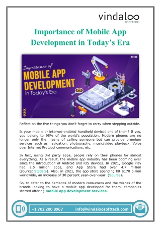 Importance of Mobile App Development in Today’s Era