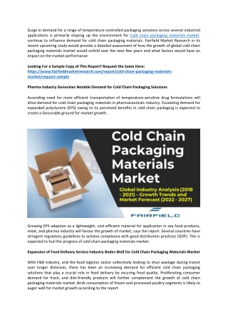 Cold Chain Packaging Materials Market