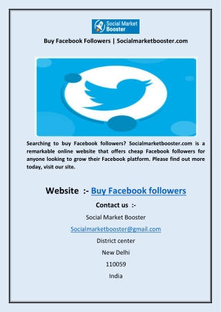 Buy Facebook Followers  Socialmarketbooster