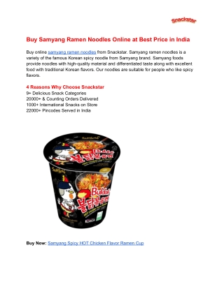 Buy Samyang Ramen Noodles Online at Best Price in India