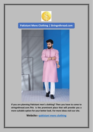 Pakistani Mens Clothing | Stringnthread.com
