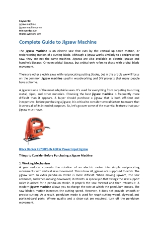 Complete Guide to Jigsaw Machine