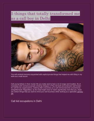 5 things that totally transformed me as a call boy in Delhi