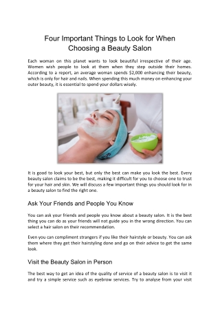 Four Important Things to Look for When Choosing a Beauty Salon