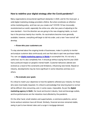 How to redefine your digital strategy after the Covid pandemic?