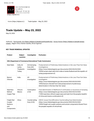 Trade Update – May 23, 2022 - ELPLAW