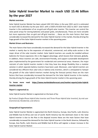 Solar Hybrid Inverter Market