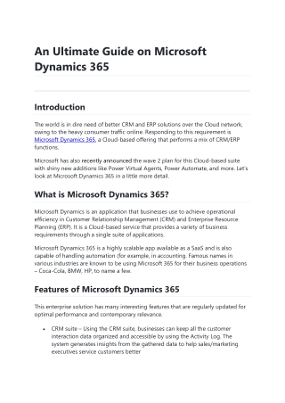 An Ultimate Guide on Microsoft Dynamics 365