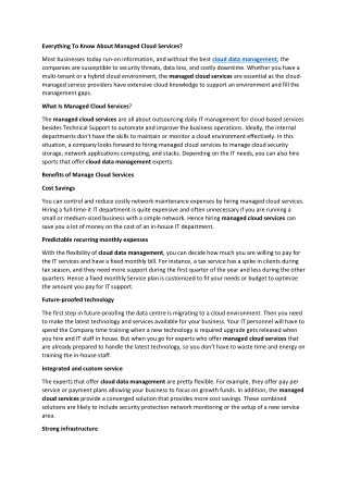 Everything To Know About Managed Cloud Services
