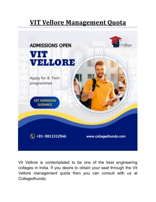 VIT Vellore Management Quota