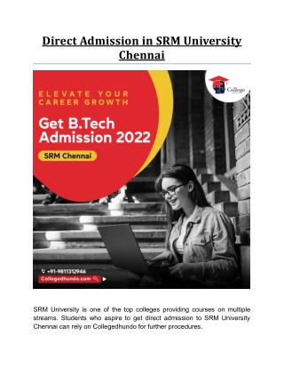 Direct Admission in SRM University Chennai