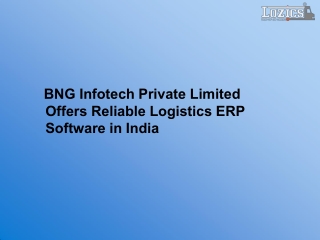 BNG Infotech Private Limited Offers Reliable Logistics ERP Software in India