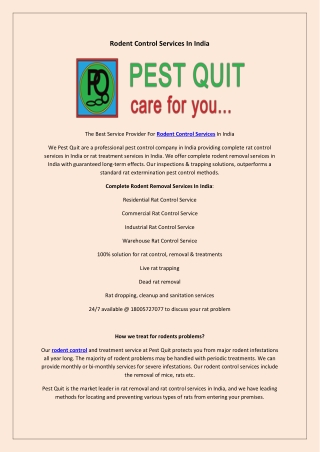 Rodent Control Services In India