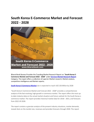 South Korea E-Commerce Market and Forecast 2022 - 2028