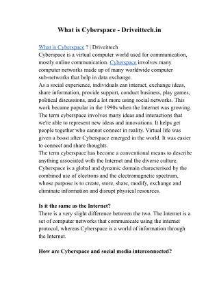 What is Cyberspace - Driveittech