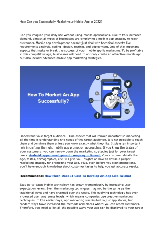 How Can you Successfully Market your Mobile App in 2022 - Google Docs