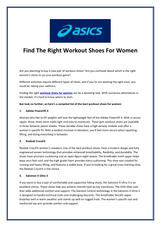 Find The Right Workout Shoes For Women