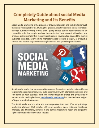 Completely Guide about social Media Marketing and Its Benefits