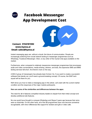 Facebook Messenger app development cost
