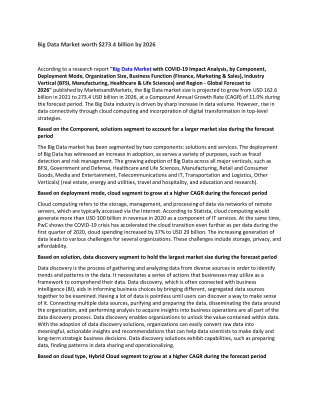 Big Data Market worth $273.4 billion by 2026
