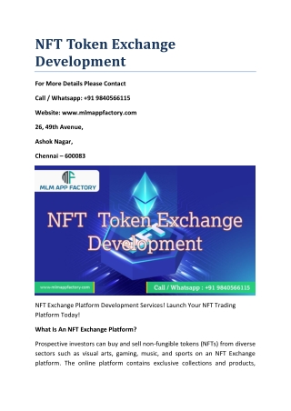 NFT Token Exchange Development