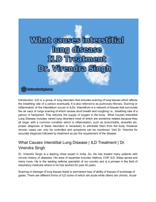 What Causes Interstitial Lung Disease _ ILD Treatment _ Dr. Virendra Singh