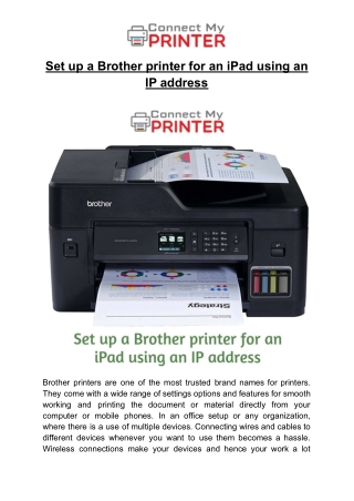 Set up a Brother printer for an iPad using an IP address