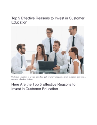 Top 5 Effective Reasons to Invest in Customer Education