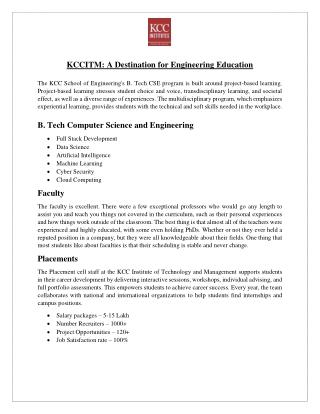 KCCITM - A Destination for Engineering Education