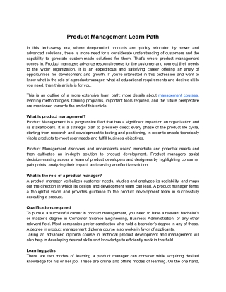 Product Management Learn Path