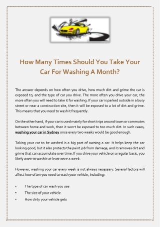 How Many Times Should You Take Your Car For Washing A Month