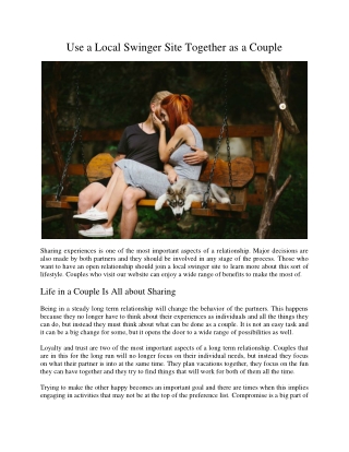 Use a Local Swinger Site Together as a Couple