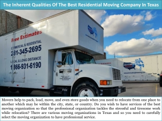 The Inherent Qualities Of The Best Residential Moving Company In Texas