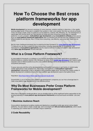 How To Choose the Best cross platform frameworks for app development