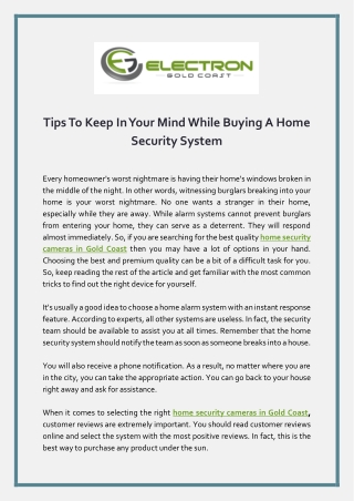 Tips To Keep In Your Mind While Buying A Home Security System