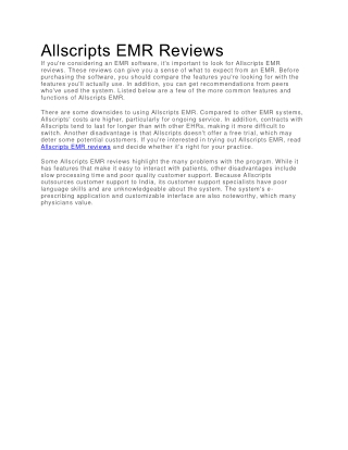 Allscripts EMR Reviews