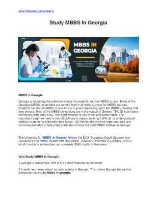 Study MBBS In Georgia For Indian Student 2022